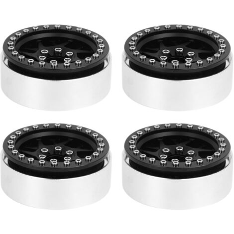 4 pièces Jantes Alliage 2,2 Pouces Pièces Amélioration pour Véhicule RC 1/10 SCX10 TRX4 Noir (1/5)