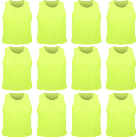 12 pièces de chasubles d'entraînement de football pour enfants en mailles respirantes vert fluo taille unique (1/5)