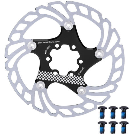 Disque flottant 160mm 6 trous pour VTT - Accessoire vélo noir/argent
