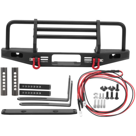 Pare-chocs avant métal avec 2 feux ronds LED pour TRX4 SCX10 90046, accessoire voiture RC 1/10 (1/5)