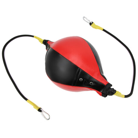 Balle d'entraînement de boxe élastique avec support, équipement sportif pour exercices de réaction et de combat - noir et rouge