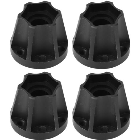 4 pièces Moyeux Hexagonaux Noirs pour Roues de Voiture RC, Adaptateur pour SCX10, Crawler 1/10, Compatible avec Jantes 1.9 et 2.2 Pouces, 20mm (1/5)