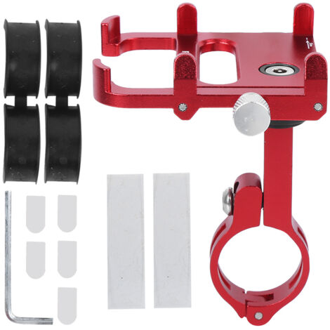 Support de téléphone moto en alliage d'aluminium, rotation 360°, fixation guidon, pour navigation vélo et GPS, couleur rouge (1/5)