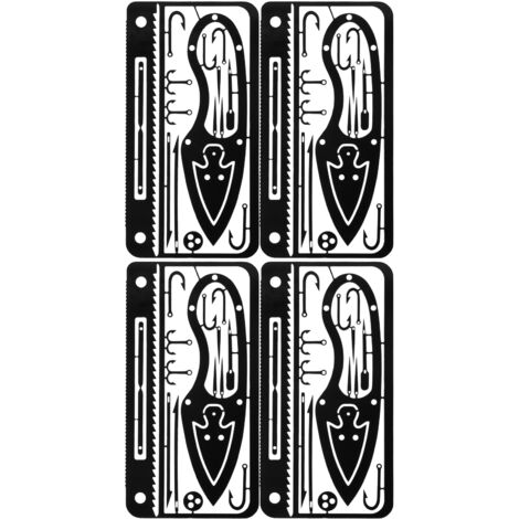 4 Pièces Carte Multifonction Extérieur Acier Inoxydable 304 Pêche Randonnée Outil de Survie Type C Noir (1/5)