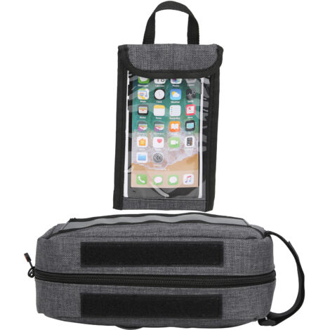 Support téléphone vélo étanche, Pochette guidon grande capacité pour VTT, vélo de route, sac de cadre avant multifonction pour cyclisme. (1/5)