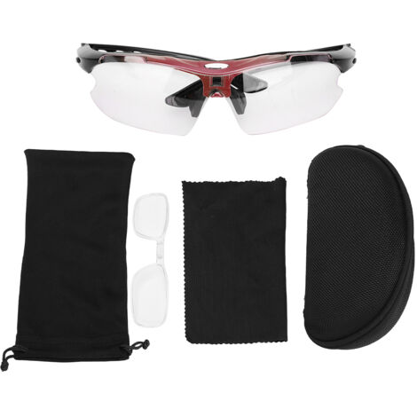 Lunettes de vélo photochromiques anti-vent pour cyclisme et pêche, monture rouge