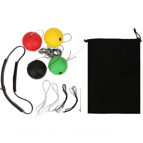 Ballon de Boxe 4 Balles Réglable avec Casque en Mousse PU pour Entraînement Réactif (1/5)