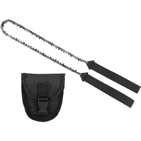 Scie à chaîne manuelle portable 33T pour camping et survie, outil de coupe de bois compact noir (1/5)