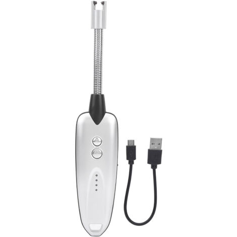 Allume-gaz USB rechargeable multifonction pour camping, barbecue et extérieur (argenté) (1/5)