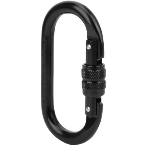 Mousqueton de sécurité en forme de O pour escalade et yoga, équipement de hammock à vis, finition électrophorétique noire (1/5)