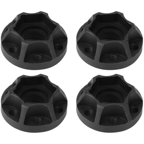 4 pièces Moyeux Hexagonaux Noirs pour Roues de Voiture RC, Adaptateur pour SCX10 1/10, Compatible avec Jantes 1.9 et 2.2 Pouces - 11mm (1/5)