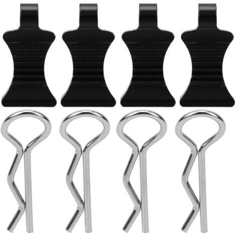 4 pièces Attaches de Carrosserie en Alliage d'Aluminium Type R avec Support de Fixation pour Voiture RC 1/10 (Noir) (1/5)