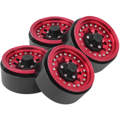 4 pièces Jantes Alliage Aluminium pour RC Crawler 1/10, Accessoires Voiture RC 1.9 Pouces Rouge (1/5)