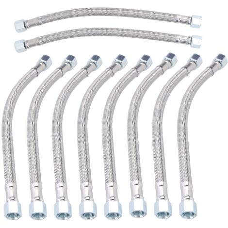 10 pièces Tuyau Métallique Souple 14x1.5mm en Acier Coulé pour Machine à Air Comprimé 28cm (1/5)