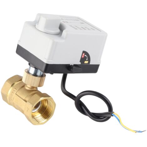 Vanne à bille motorisée 2 fils 2 voies normalement fermée DN25 laiton ABS 12V‑24V accessoire