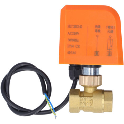 Vanne à bille motorisée 2 fils, 2 voies normalement fermée DN15 en laiton, moteur synchrone ABS AC220V (1/5)