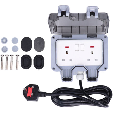 Boîte de Prise Double Extérieure IP66 avec Câble, Norme Britannique 250V 13A (1/5)