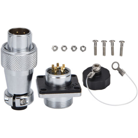 Connecteur d'alimentation étanche WS16 500V, prise mâle et femelle aviation, fiche et socle robustes pour applications industrielles. (1/5)