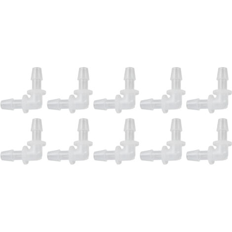 10 Pièces Raccord Coude 90 Degrés pour Tuyau en Plastique, Diamètre 6.4mm, Connexion en L, Adaptateur Égal (1/5)