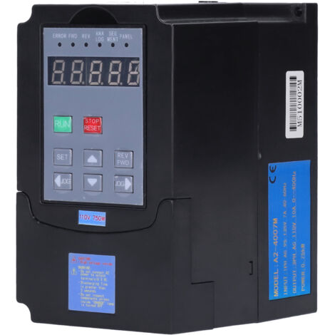 Variateur de Fréquence Monophasé 95‑135V Entrée, Sortie Triphasée 110V, 0.75kW, A2‑4007 (1/5)