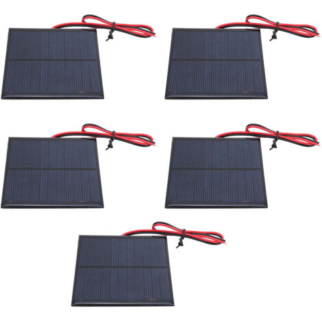 5 Pièces Mini Panneau Solaire Époxy 5.5V 160mA avec Fils Rouge et Noir 30cm pour Projets DIY (1/5)
