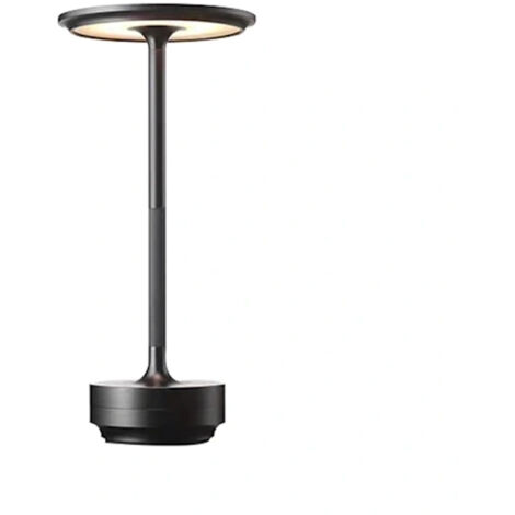 Lampe de bureau sans fil, métallique, rechargeable USB, intensité réglable - 1 pièce - WELLNGS Noir (1/4)