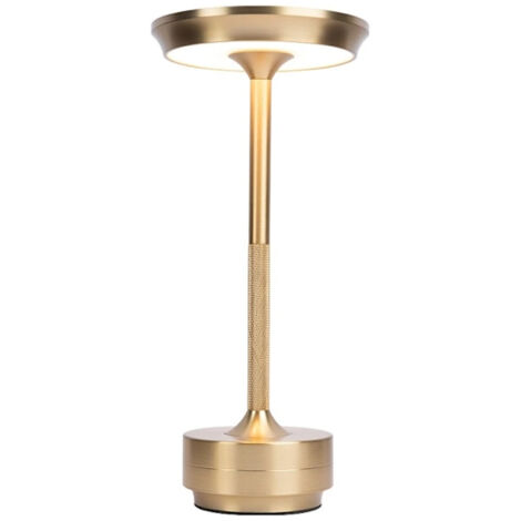 Lampe de bureau sans fil, métallique, rechargeable USB, intensité réglable - 1 pièce - WELLNGS Doré (1/4)
