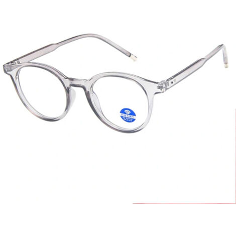 Lunettes d'ordinateur rondes grises avec filtre lumière bleue, verres correcteurs +1.00 (1/4)