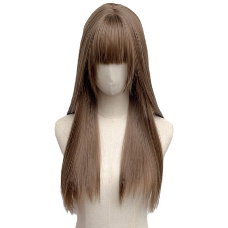 Perruque naturelle et douce pour visage rond, cheveux longs et lisses pour l'été (1/5)