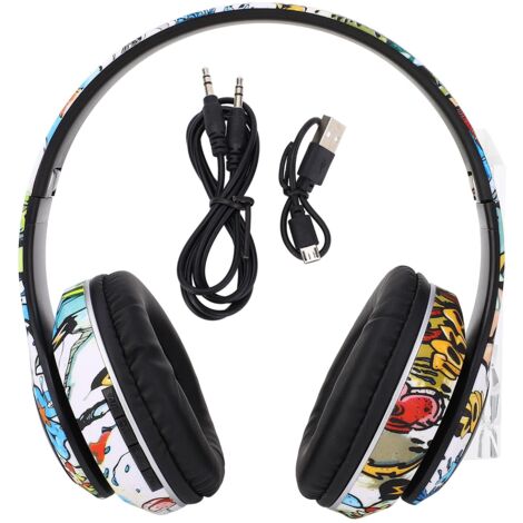 Casque Bluetooth sans Fil Réduction de Bruit Profonde, Design Graphiti Innovant et Basses Puissantes (1/5)