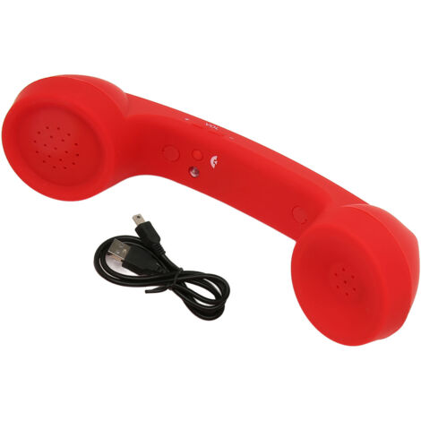 Téléphone sans fil Bluetooth vintage anti-radiations avec support de recharge rouge (1/5)