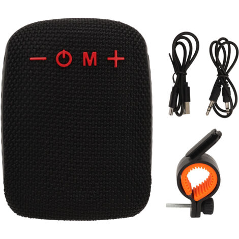 Enceinte Bluetooth Vélo Étanche avec Support Radio MP3 et Porte-Carte Mémoire Noir