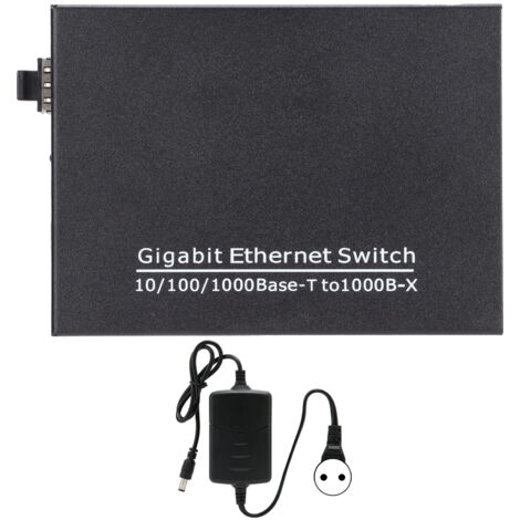Commutateur Gigabit Ethernet 2 Ports TBC-MC3712E-SFP, Installation Facile, Performance Stable pour Réseaux Informatiques, Alimentation 100-240V UE (1/5)