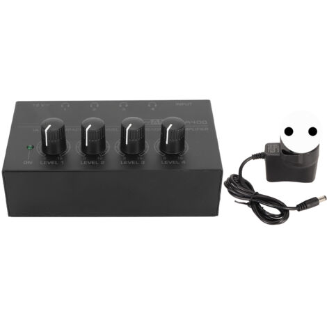 Amplificateur Casque 4 Canaux Stéréo Contrôle Volume Indépendant Ultra Bas Bruit Compact 100‑240V EU Plug (1/5)