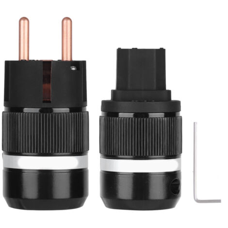 Connecteur IEC C14/C13 en Cuivre Pur pour Câble d'Alimentation - Prise EU 100-250V, Fiche Mâle/Femelle E100/F100 (1/5)