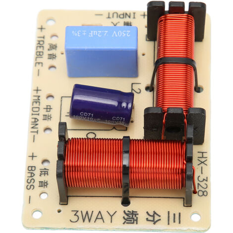Platine de Division de Fréquence Audio 3 Voies 120W, Crossover pour Tweeter et Grave 3800Hz, Compatible Haut-parleurs 5 à 8 Ohms