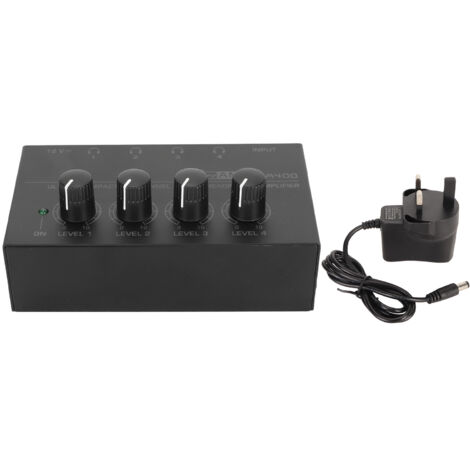 Amplificateur Casque 4 Canaux Contrôle Volume Indépendant Ultra Bas Bruit Compact 100‑240V UK Plug (1/5)