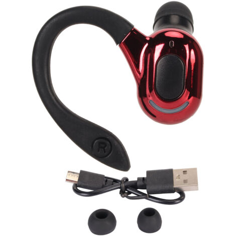 Casque Bluetooth 5.2 Mono avec Réduction de Bruit, Son Stéréo HD, Appels Clair, Étanche IPX4, Noir et Rouge (1/5)