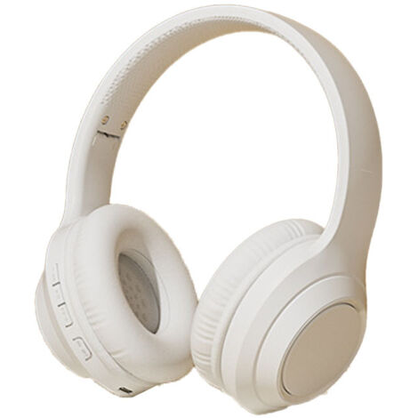 Casque Gamer Bluetooth Sans Fil avec Réduction de Bruit, Stéréo HiFi, Basses Puissantes, Multifonction, Blanc Nacré (1/5)