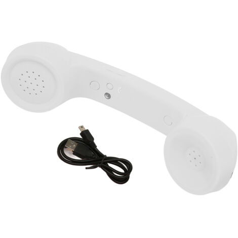Écouteur Téléphone Bluetooth Rétro Anti-Radiation Rechargeable Sans Fil pour Mobile Blanc (1/5)