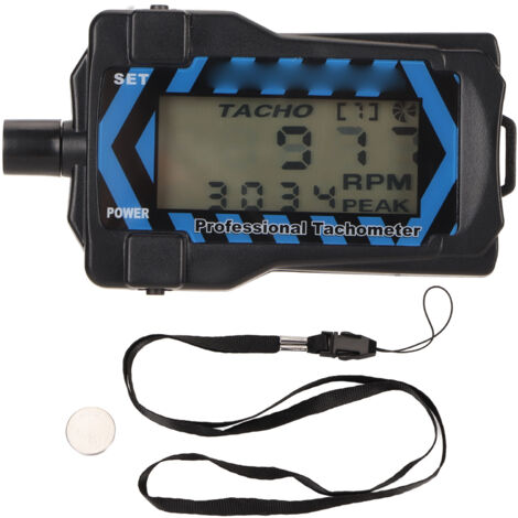 Tachomètre à main LED rétroéclairé bleu haute précision pour drones RC, testeur de vitesse d'hélice avec dragonne (1/5)