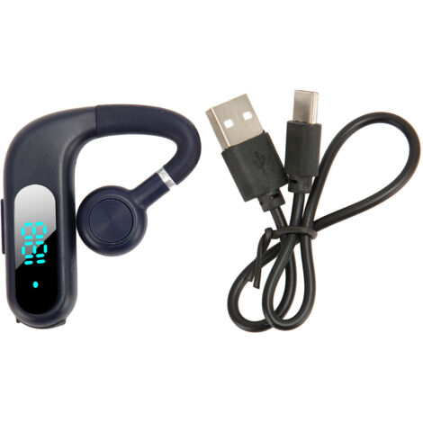Écouteur Bluetooth V5.3 avec Réduction de Bruit, Micro Rotatif 180°, Léger et Portable pour Appels Professionnels - Bleu (1/5)
