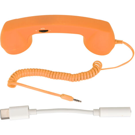 Téléphone Vintage Anti-Radiation USB-C avec Prise 3.5 mm pour Smartphone - Orange (1/5)