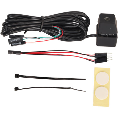 Interrupteur d'alimentation PC mécanique à lumière verte, bouton marche/arrêt avec câble de 6,6 pieds pour bureau gaming et ordinateur de bureau, plug and play. (1/5)