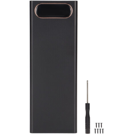 Boîtier de Batterie DIY 22.5W 10x18650 sans Soudure avec Écran LCD - Power Bank Kit Noir (1/5)