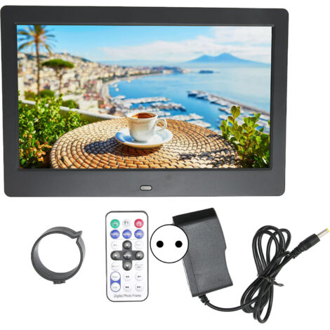 Cadre Photo Numérique HD 10,1 Pouces 1024x600 Affichage LCD Intelligent avec Télécommande 110‑240V Noir Prise EU (1/5)