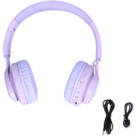 Casque Bluetooth Enfants avec Lumières LED, Pliable, Stéréo, Protection Auditive, Sans Fil - Violet (1/5)