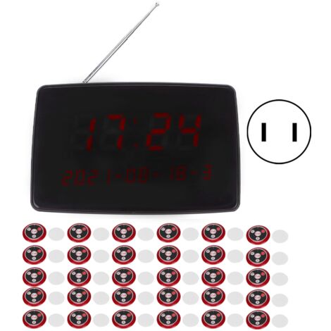 Système d'appel sans fil portable et durable, 30 boutons d'appel, réglable et stable pour patients, prise US (1/5)