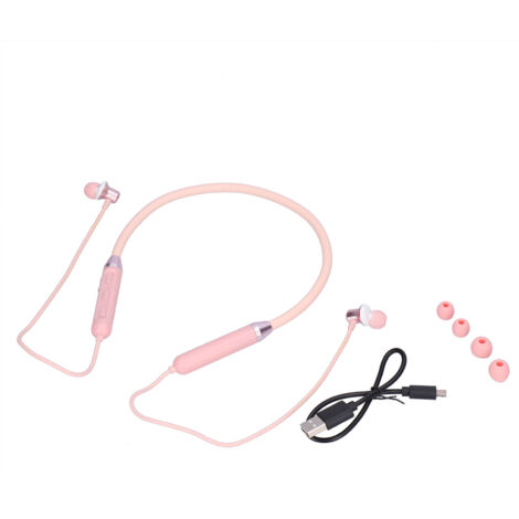 Écouteur Bluetooth 5.1 avec Support de Cou, Anti-Bruit, Sport, Sans Fil, Rose pour Téléphone Mobile (1/5)