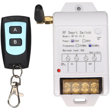 Interrupteur sans fil 433Mhz pour pompe à eau, LED, portail et lumière AC 220V (1/5)